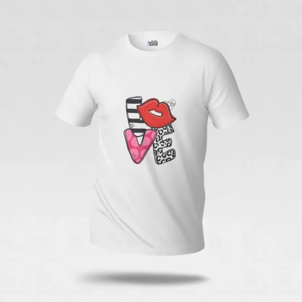 تیشرت عشق طرح لب و تایپوگرافی Love کد po6233