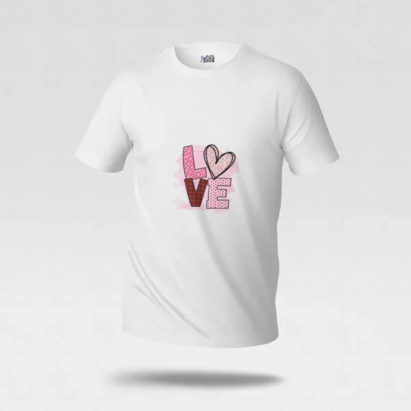 تیشرت عاشقانه طرح Love صورتی کد po6350
