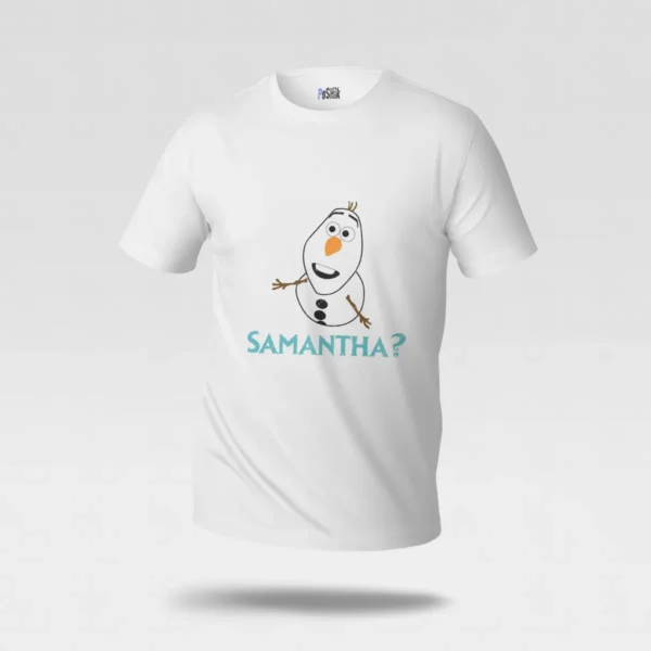 تیشرت فروزن طرح اولاف و نوشته سامنتا کد po6422