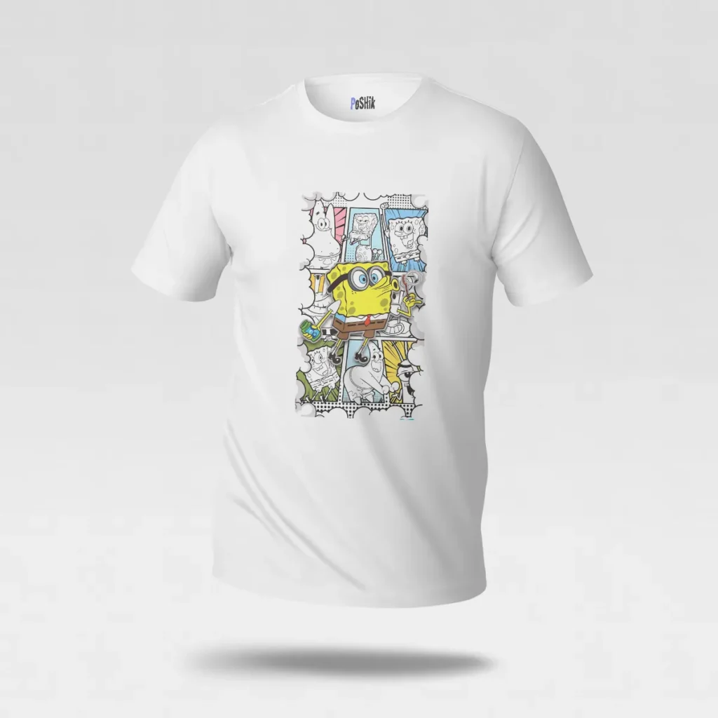 تیشرت باب اسفنجی طرح کلاژ کارتونی (SpongeBob) کد po6500