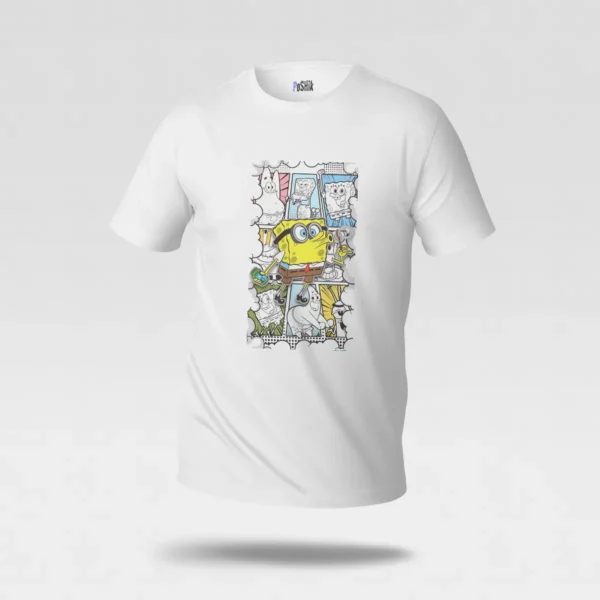 تیشرت باب اسفنجی طرح کلاژ کارتونی (SpongeBob) کد po6500
