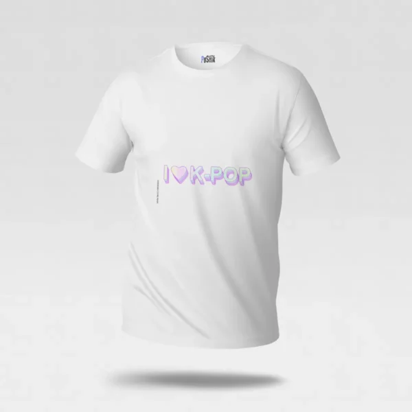 تیشرت موسیقی کی‌پاپ طرح عاشقانه (I Love K-Pop) کد po6558