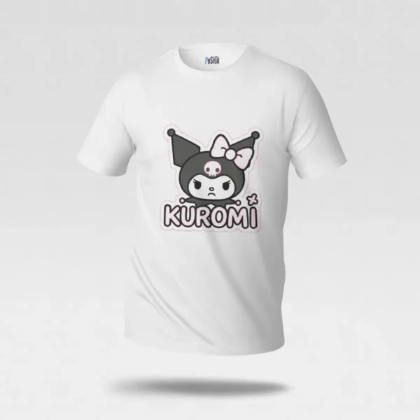 تیشرت کورومی طرح لوگوتایپ صورتی (Kuromi) کد po6611