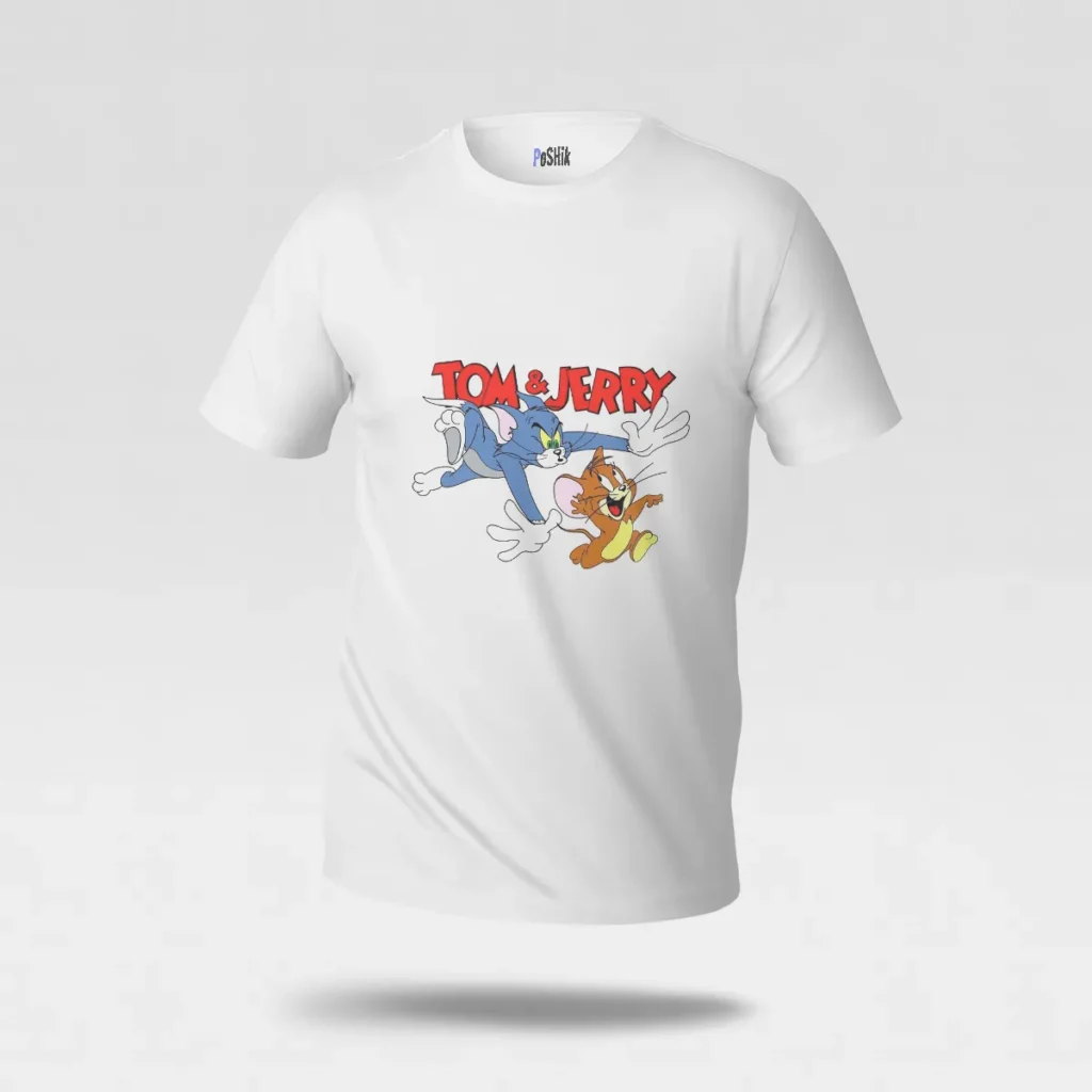 تیشرت تام و جری طرح تعقیب کارتونی (Tom and Jerry) کد po663