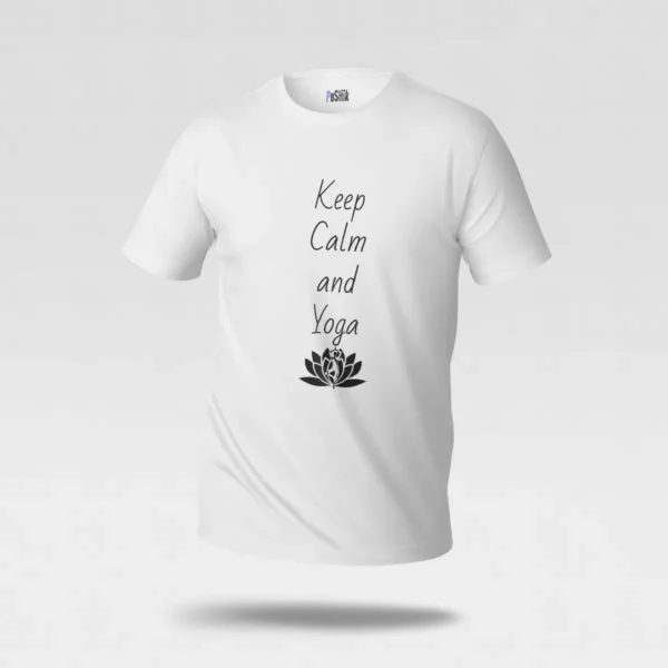 تیشرت یوگا طرح Keep Calm and Yoga با گل لوتوس کد po698