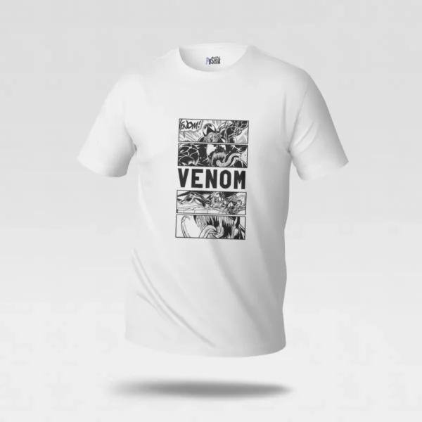 تیشرت ونوم طرح کمیک سیاه‌وسفید (Venom) کد po6997