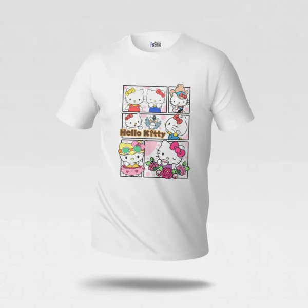 تیشرت هلو کیتی طرح استیکرهای کارتونی (Hello Kitty) کد po7018