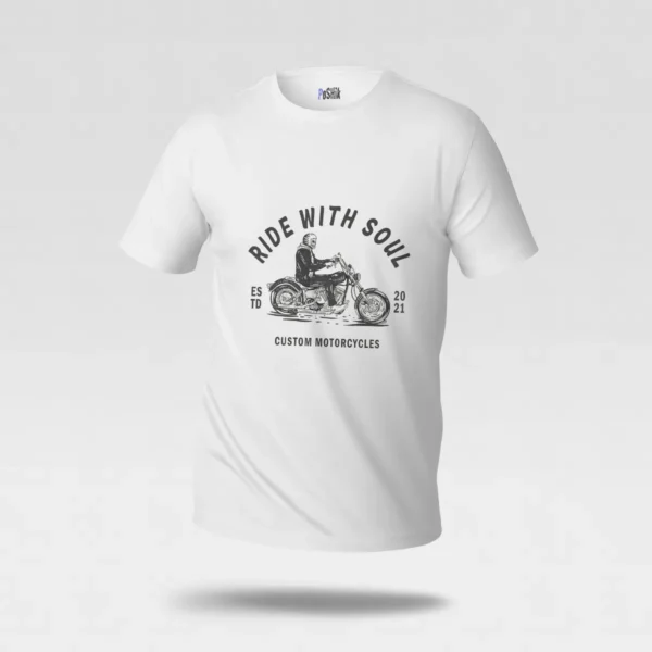 تیشرت موتور‌سیکلت طرح رانندگی با روح (Ride with Soul) کد po7028