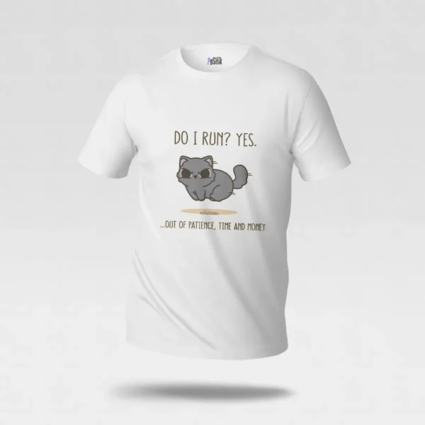تیشرت گربه طرح Do I Run Yes کد po7302