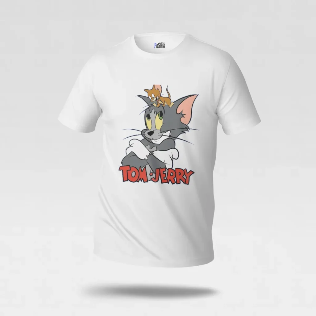 تیشرت تام و جری طرح جری روی سر تام (Tom and Jerry) کد po735