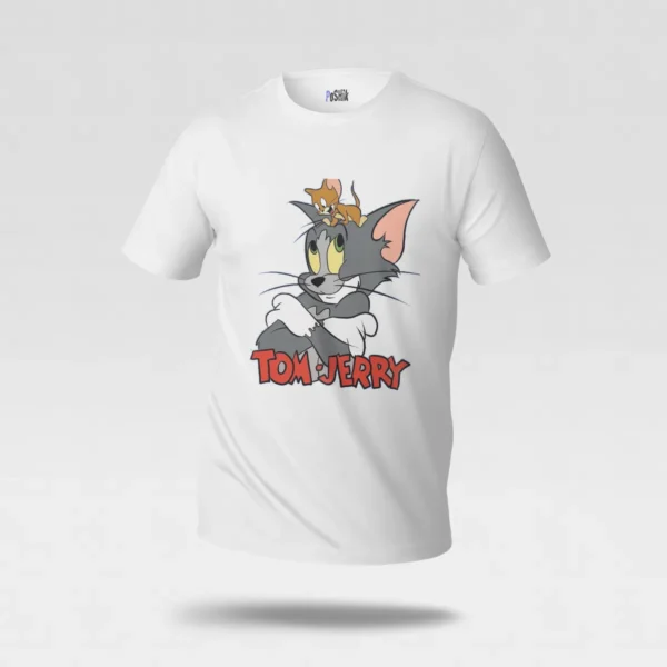 تیشرت تام و جری طرح جری روی سر تام (Tom and Jerry) کد po735