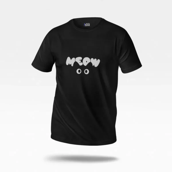 تیشرت گربه طرح تایپوگرافی میو (Meow) کد po7789