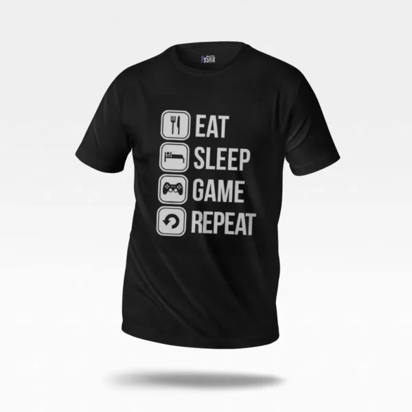تیشرت گیمینگ طرح Eat Sleep Game Repeat کد po8105