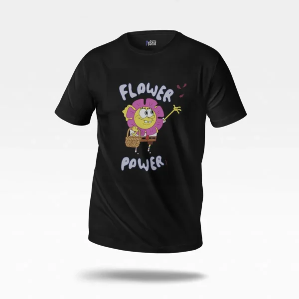 تیشرت باب اسفنجی طرح Flower Power کد po8201
