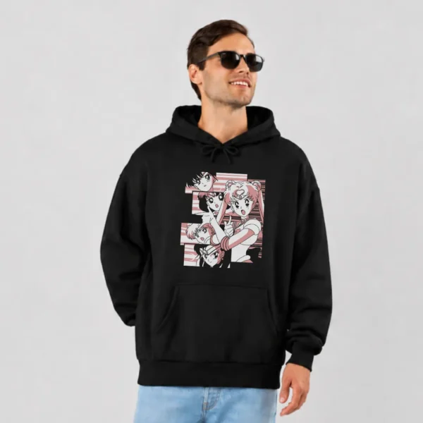 هودی انیمه سیلور مون طرح صورتی گروهی کد 27907