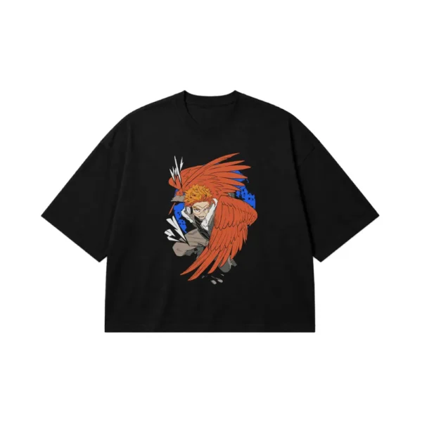 تیشرت باکسی انیمه My Hero Academia طرح هاکس (Hawks) کد 23921