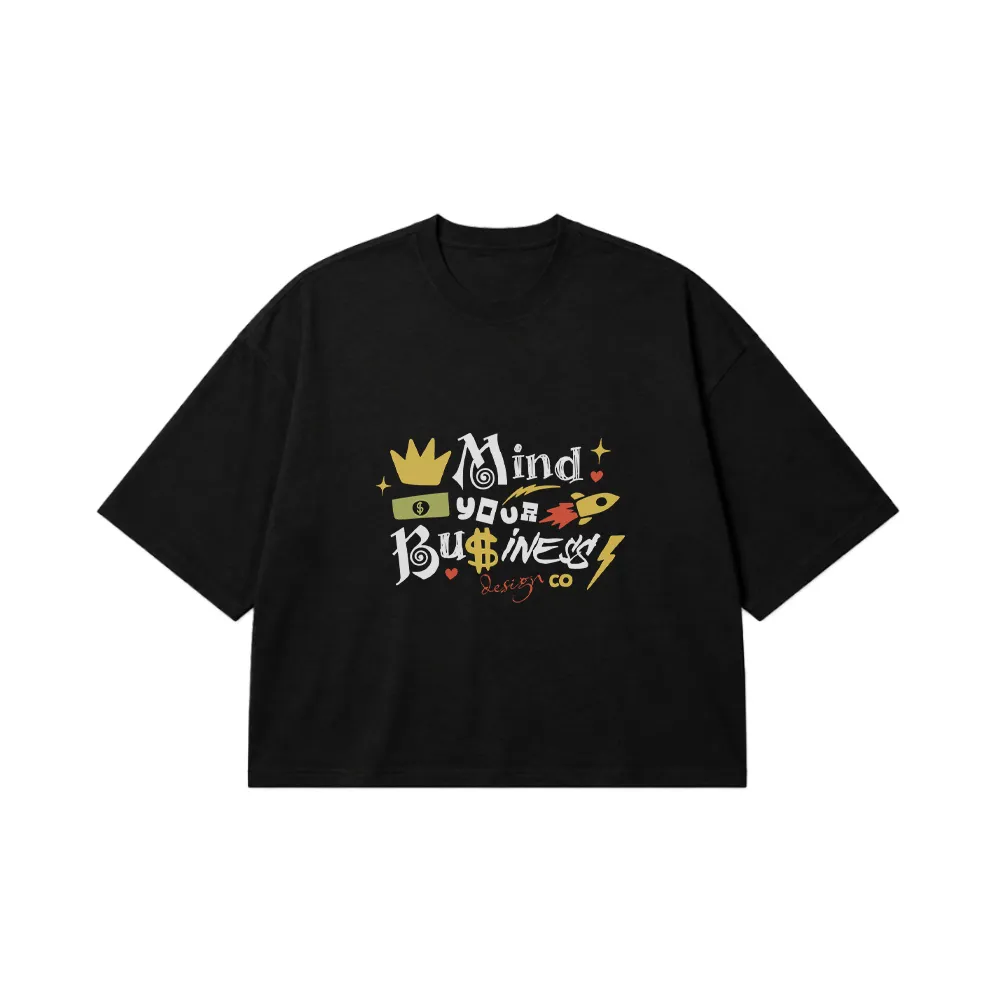 تیشرت باکسی نوشته Mind Your Business طرح رنگی کد 23989