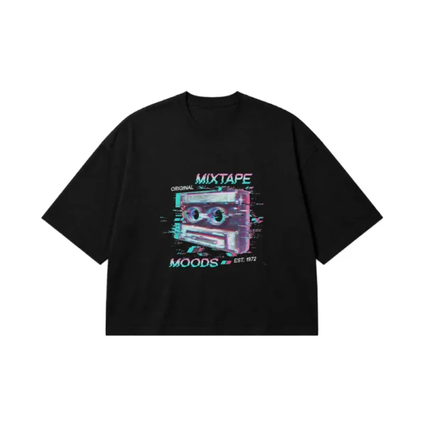 تیشرت باکسی طرح نوار کاست Mixtape Moods کد 24045