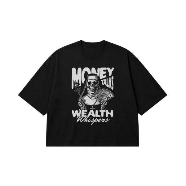 تیشرت باکسی جمجمه طرح Money Talks Wealth Whispers کد 24220