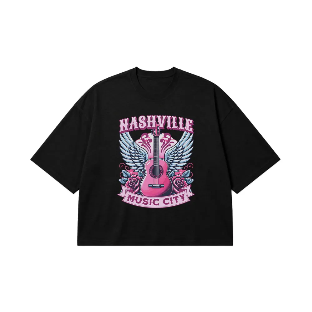 تیشرت باکسی موسیقی نشویل طرح Music City کد 24615