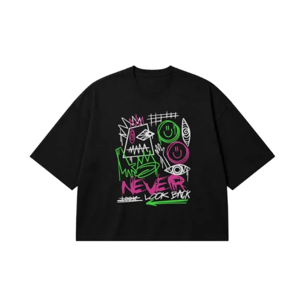 تیشرت باکسی گرافیتی طرح Never Look Back کد 24641