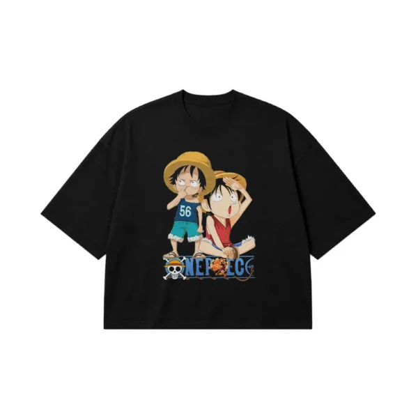 تیشرت باکسی انیمه وان پیس طرح لوفی نوجوان و بزرگسال (Luffy) کد 24700