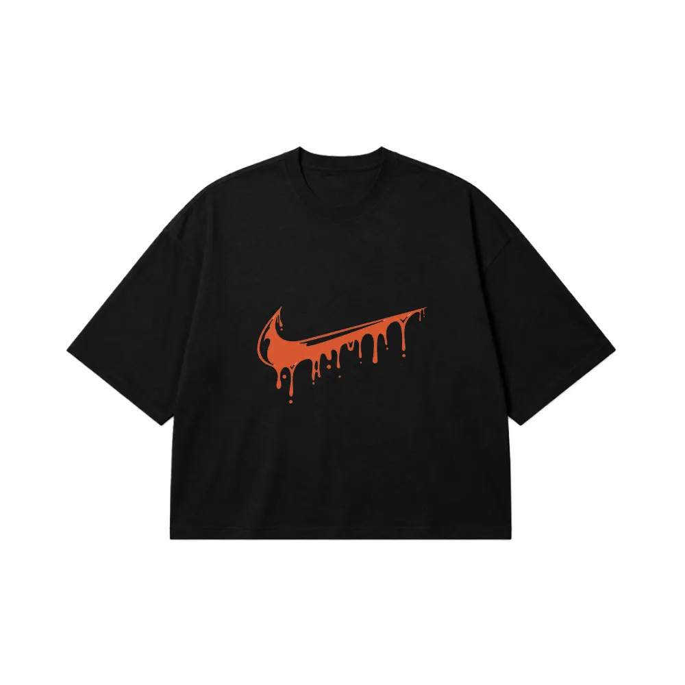 تیشرت باکسی نایکی طرح لوگوی مایع نارنجی (Nike Drip) کد 24784