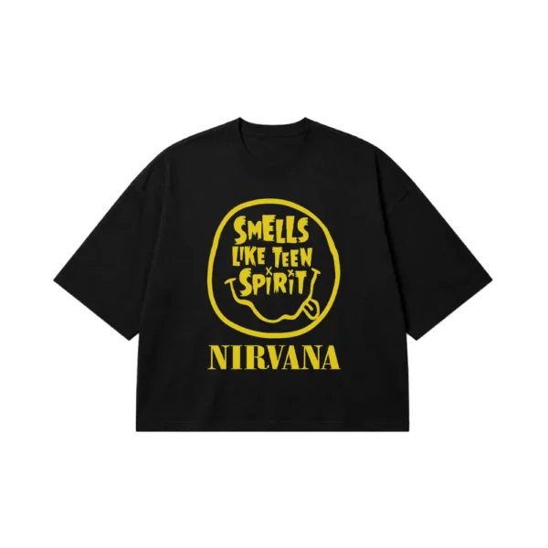 تیشرت باکسی نیروانا طرح تایپوگرافی Smells Like Teen Spirit کد 24815