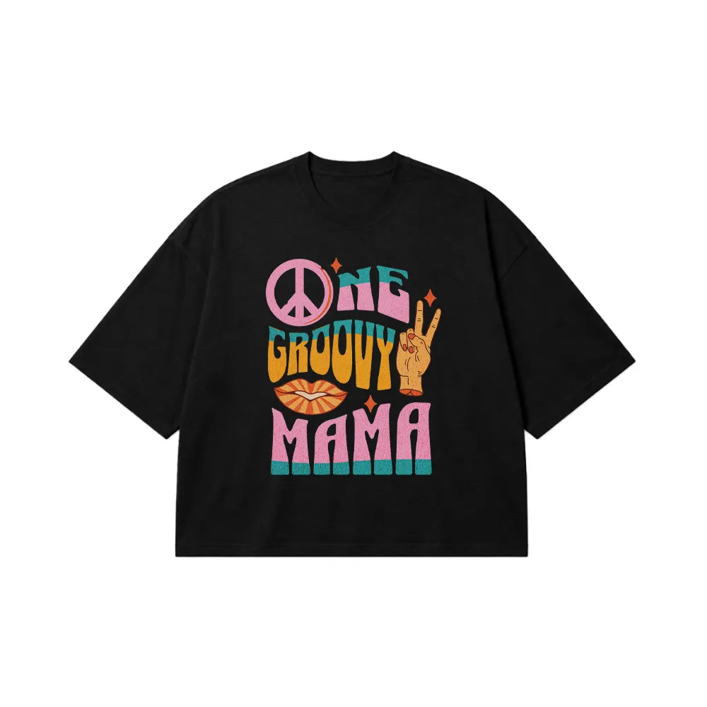 تیشرت باکسی رترو طرح One Groovy Mama کد 24938