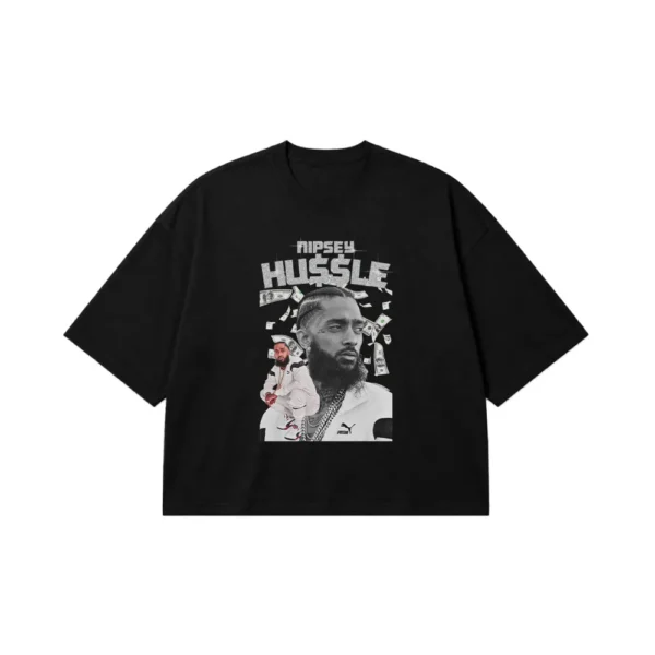 تیشرت باکسی نیپسی هاسل طرح مشکی و سفید (Nipsey Hussle) کد 25093