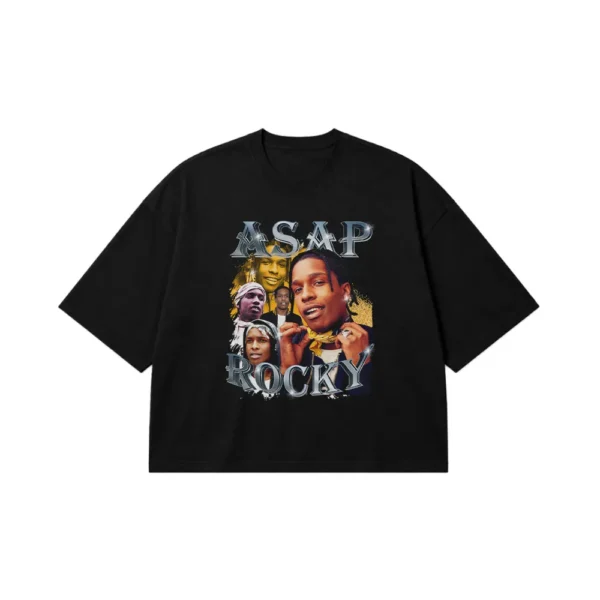 تیشرت باکسی ای‌سپ راکی طرح طلایی (A$AP Rocky) کد 25113
