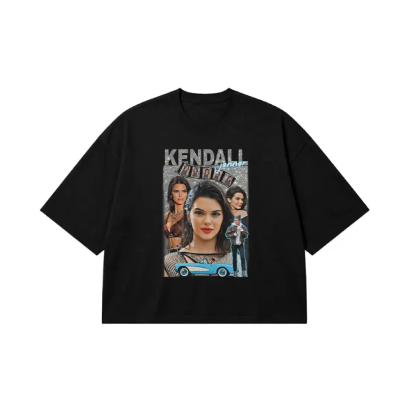 تیشرت باکسی کندال جنر طرح ماشین (Kendall Jenner) کد 25132