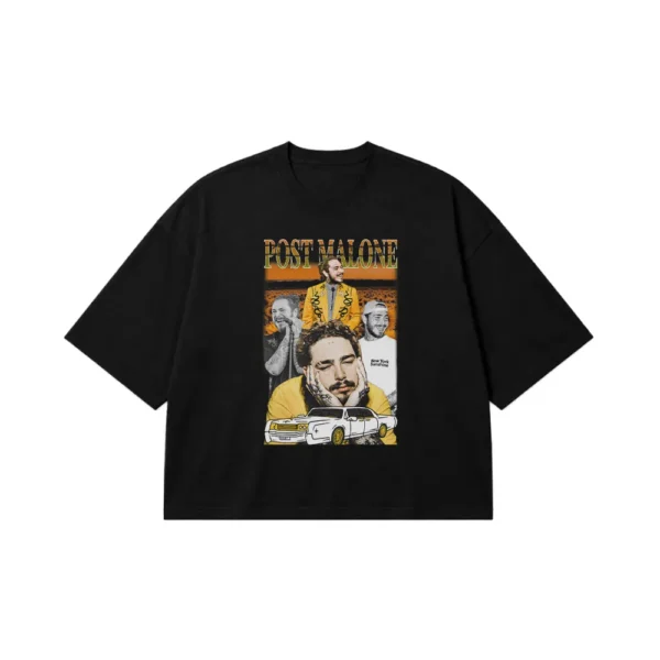 تیشرت باکسی پست مالون طرح ماشین کلاسیک (Post Malone) کد 25144