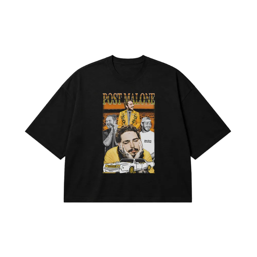تیشرت باکسی پست مالون طرح ماشین کلاسیک (Post Malone) کد 25144