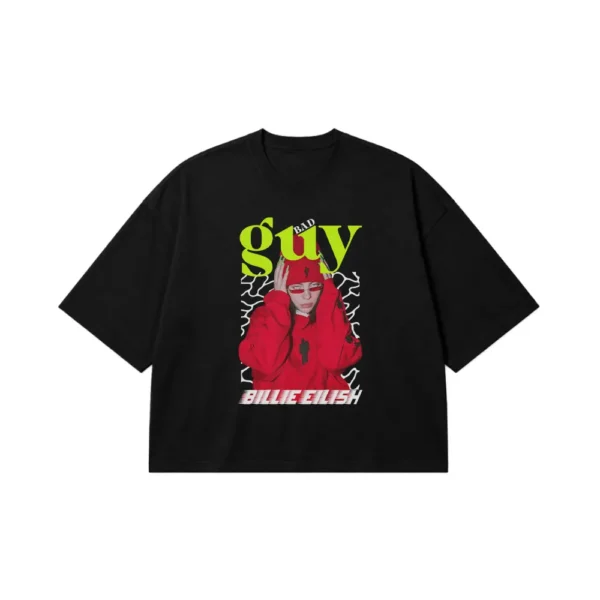 تیشرت باکسی بیلی آیلیش طرح Bad Guy قرمز (Billie Eilish) کد 25160