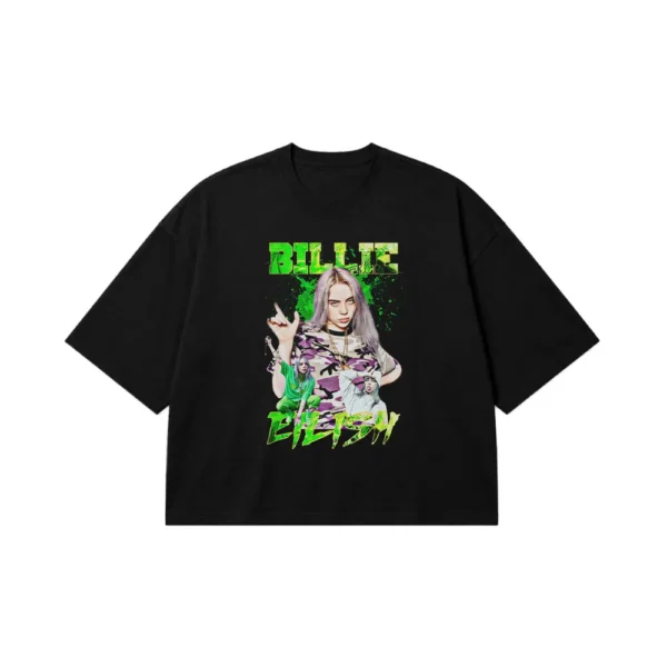 تیشرت باکسی بیلی آیلیش طرح کاموفلاژ بنفش (Billie Eilish) کد 25162