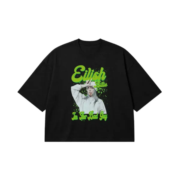 تیشرت باکسی بیلی آیلیش طرح تایپوگرافی (Billie Eilish) کد 25166