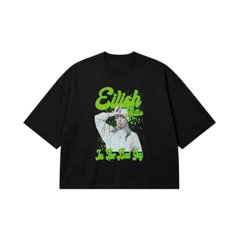 تیشرت باکسی بیلی آیلیش طرح تایپوگرافی (Billie Eilish) کد 25166