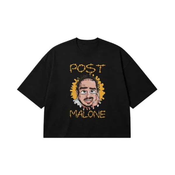 تیشرت باکسی پست مالون طرح پرتره (Post Malone) کد 25199