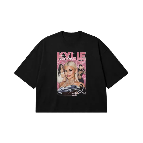تیشرت باکسی کایلی جنر طرح لایف‌استایل (Kylie Jenner) کد 25207