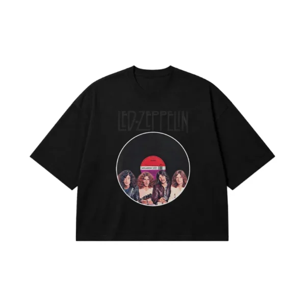 تیشرت باکسی لد زپلین طرح صفحه گرامافون (Led Zeppelin) کد 25210
