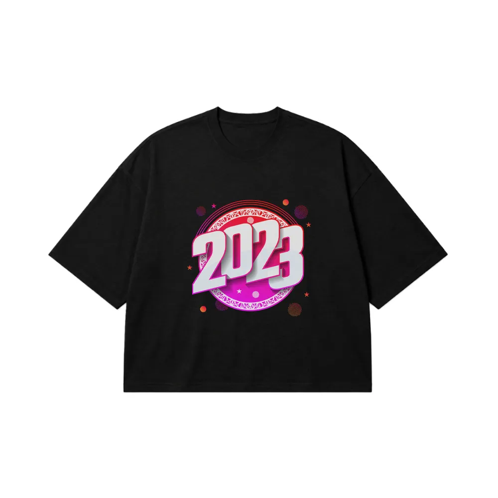 تیشرت باکسی طرح گرافیکی عدد 2023 کد 26065