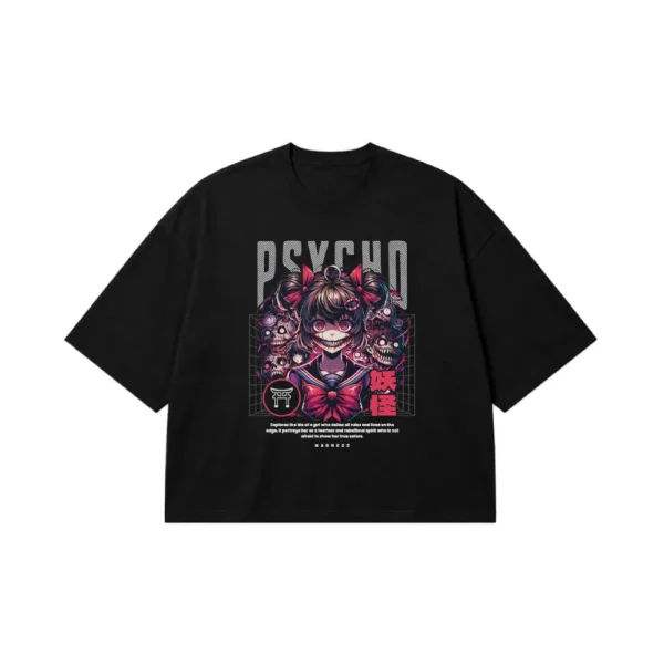 تیشرت باکسی انیمه طرح Psycho کد 26204