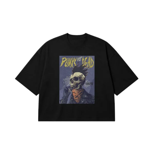 تیشرت باکسی جمجمه طرح Punks Not Dead کد 26228