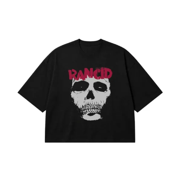 تیشرت باکسی رنسید طرح جمجمه پانک (Rancid) کد 26334