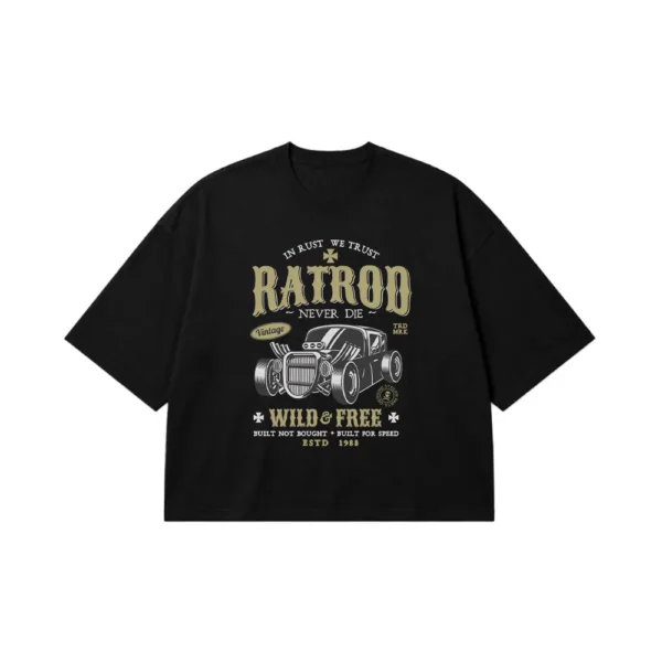 تیشرت باکسی ماشین رترو طرح Rat Rod Vintage کد 26361