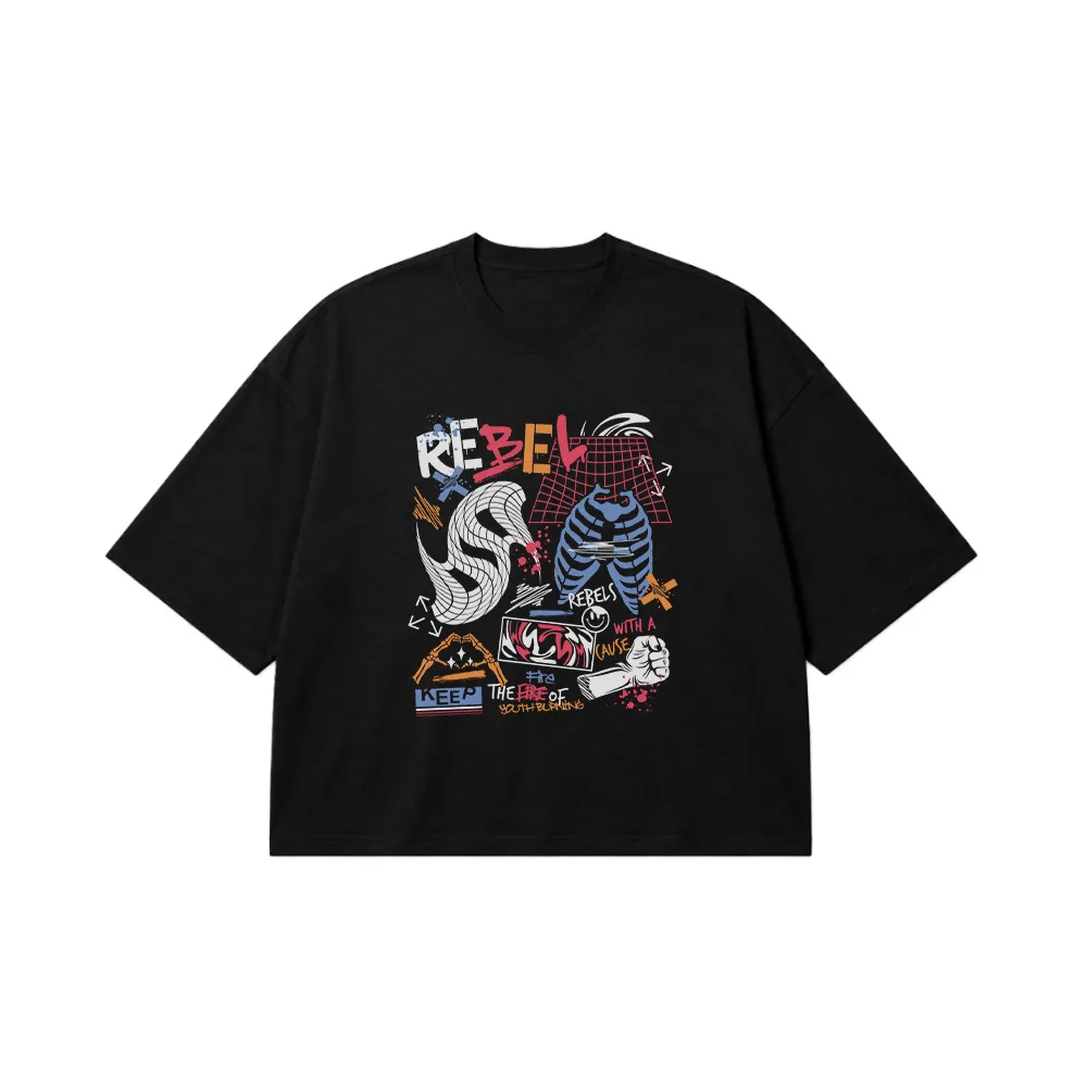 تیشرت باکسی استریت‌ویر طرح Rebel With A Cause کد 26389