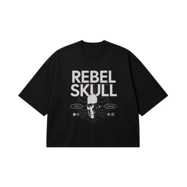تیشرت باکسی جمجمه طرح Rebel Skull کد 26392