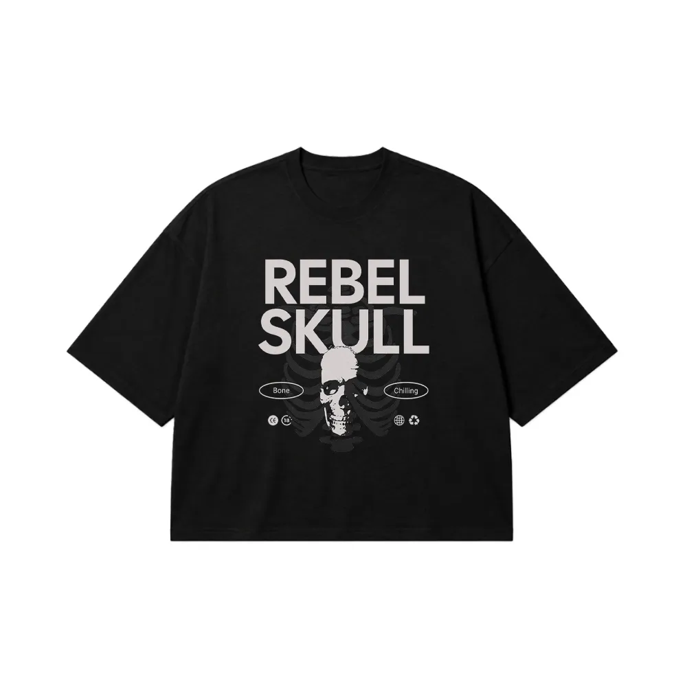 تیشرت باکسی جمجمه طرح Rebel Skull کد 26392
