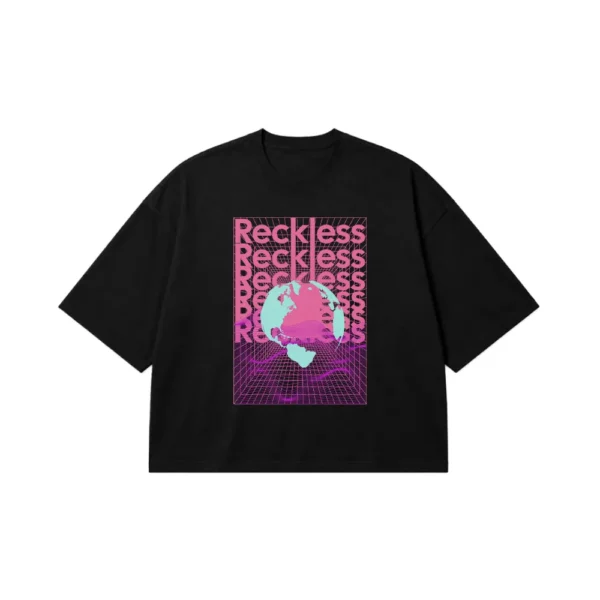تیشرت باکسی گرافیتی طرح Reckless کد 26400